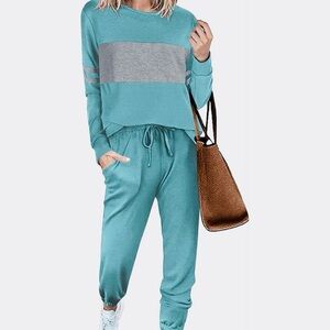 NWT- Women's Teal and Gray Lounge Set,Size Medium